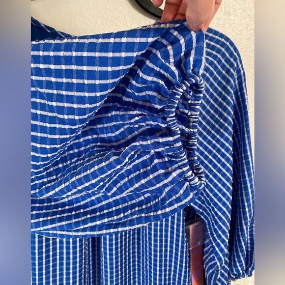 NWT LDT Blue and White Checkered Shift Dress - Picture 6 of 11